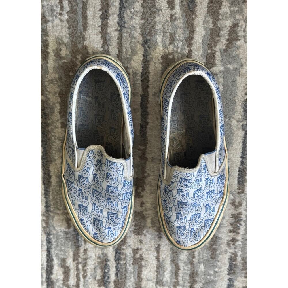 CHANEL slip-on UNIQUE sneakers blue floral Logo print size 39 Distressed - Picture 6 of 14